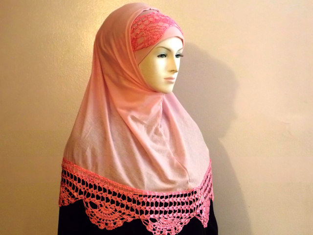 Nice chrochet 2 Piece Hijab 9 baby pink